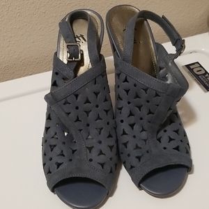 Blue high heel shoes